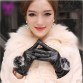 Fashionable women’s leather rabbit fur ball mittens 