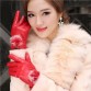 Fashionable women’s leather rabbit fur ball mittens 