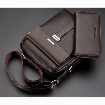 Men’s genuine leather business casual vertical shoulder messenger classy bag