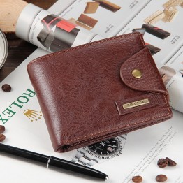 Men’s genuine leather bifold wallet with coin slot and zipper pouch