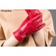 Women's genuine leather gloves with classic wrist bow tie 