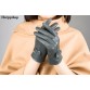 Women's genuine leather gloves with classic wrist bow tie 