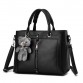 Women’s double purse leather messenger crossbody bag with large capacity zipper and cute teddy bear strap