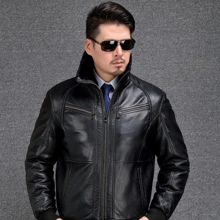 AIBIANOCEL Mens Winter Leather Jacket Thicken With Fur Warm Jaqueta De ...