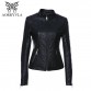 AORRYVLA 2018 New Autumn Leather Jacket Women Black Color Mandarin Collar Zippers Short Female Faux Leather Jackets High Quality32824916233
