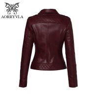 AORRYVLA New Autumn Faux Leather Jackets Women 2018 Classic Black Color Turn-Down Collar Zipper Short Women Biker Leather Jacket