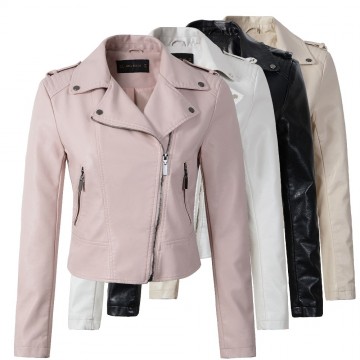 Brand Motorcycle PU Leather Jacket Women Winter And Autumn New Fashion Coat 4 Color Zipper Outerwear jacket New 2018 Coat HOT32537597367