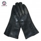 Women wrist button up soft genuine leather gloves 