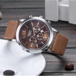 Men’s leather strap sport business luxury water resistant watch