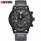 Men’s leather strap casual sport water resistant watch 