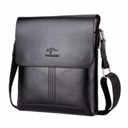 Men’s solid soft leather shoulder crossbody messenger bag
