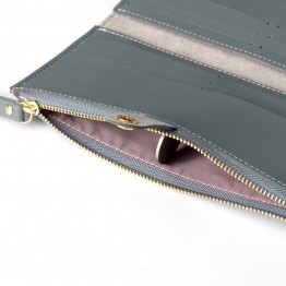 Long women’s multi card holder hasp and zipper leather wallet