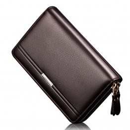 Large men’s leather double zipper purse