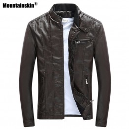 Mountainskin 2018 Mens PU Jackets Coats Motorcycle Biker Faux Leather Jacket Men Autumn Winter Clothes Thick Velvet Coat SA590