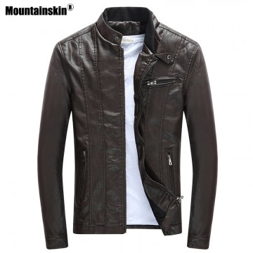 Mountainskin 2018 Mens PU Jackets Coats Motorcycle Biker Faux Leather Jacket Men Autumn Winter Clothes Thick Velvet Coat SA59032943504247