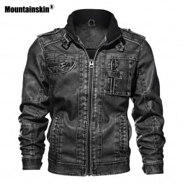 Mountainskin 7XL Men's PU Jacket Leather Coat Autumn Slim Fit Faux Leather Motorcycle Jackets Male Coats Brand Clothing SA591