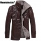 Mountainskin Winter Men's Leather Jackets 7XL 8XL Stand Collar Long Coats Men Windbreaker Fleece PU Leather Male Jacket SA375