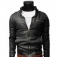 New Arrival PU Leather Jacket Men Long Stand Collar Solid Color Jackets Coats Men's Leather Jackets Men's Clothing