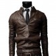 New Arrival PU Leather Jacket Men Long Stand Collar Solid Color Jackets Coats Men's Leather Jackets Men's Clothing