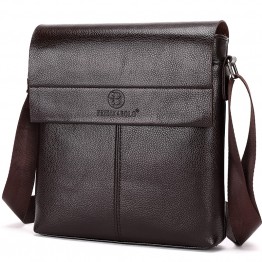 Men’s casual soft vertical leather shoulder messenger bag