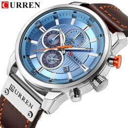Men’s leather strap business casual water resistant watch 