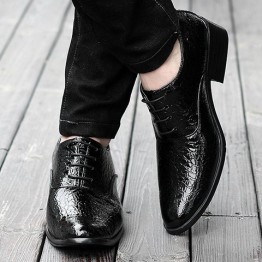 Stylish Lichee Pattern and Lace-Up Design Men's Formal Shoes
