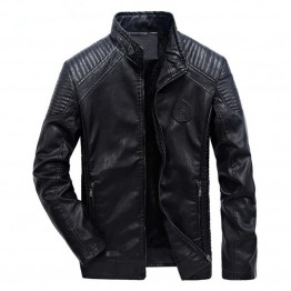 new winter men's leather jacket coat classic leather motorcycle leather jacket leisure clothing  Plus velvet Stand collar